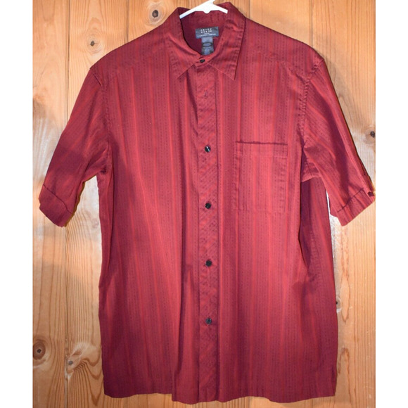 CRAZY HORSE Button up Shirt Men's Large Red with Vertical Thread Details Cowboy - Picture 2 of 6